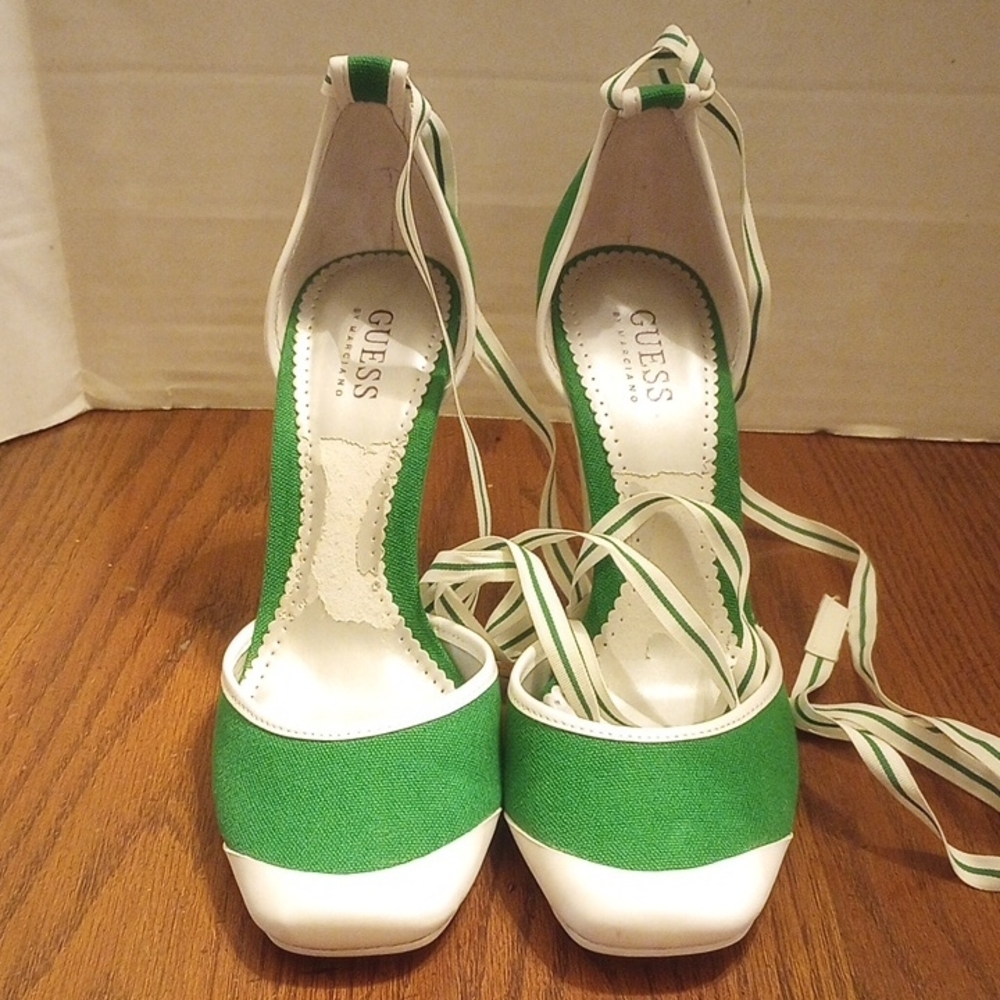 GUESS Women's Green and White Heels
